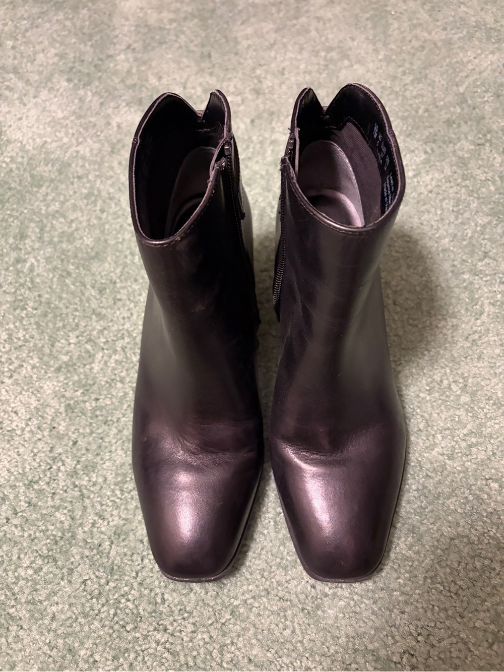 Franco Sarto Black Leather Square-Toe Ankle Booties